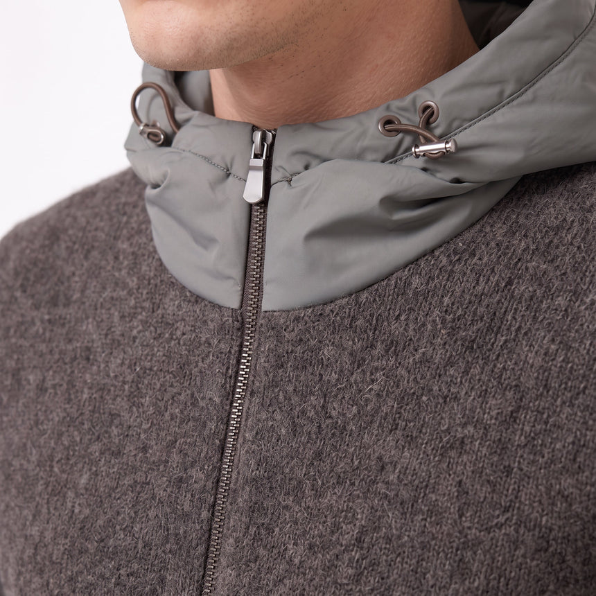Gran Sasso Knitted Hybrid Zip Jacket in Grey - Boinclo - Outlet Sale Under Retail