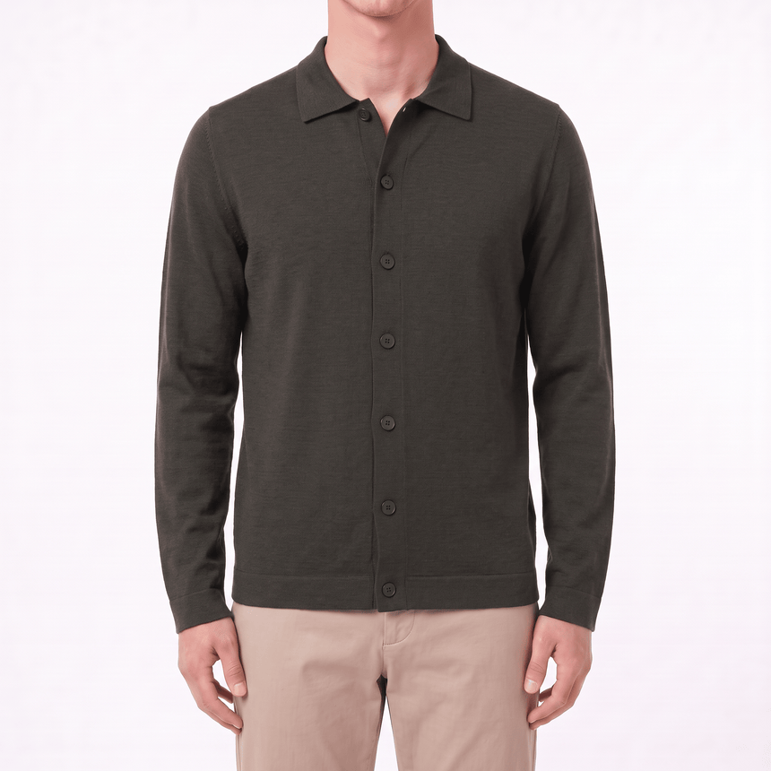 Gran Sasso Merino Wool Knitted Cardigan in Dark Grey - Boinclo - Outlet Sale Under Retail
