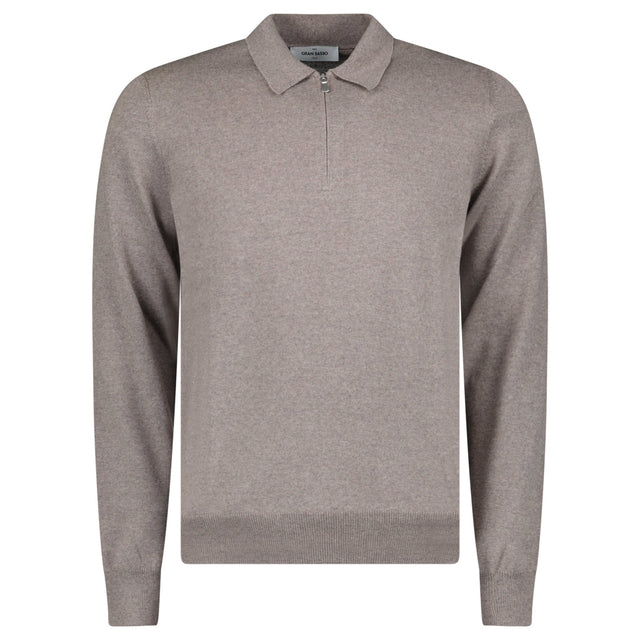 Gran Sasso Merino Wool Zip Polo in Brown - Boinclo - Outlet Sale Under Retail