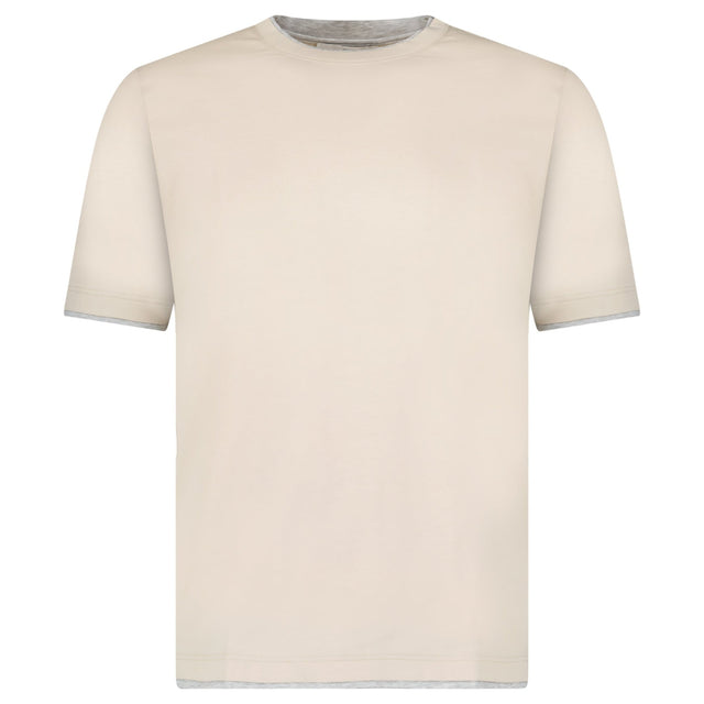 Gran Sasso Pure Cotton T-Shirt in Beige / Light Grey - Boinclo - Outlet Sale Under Retail