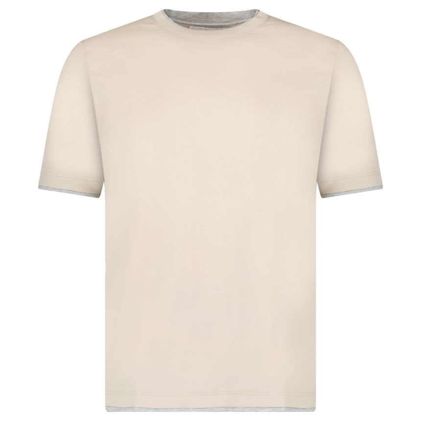 Gran Sasso Pure Cotton T-Shirt in Beige / Light Grey - Boinclo - Outlet Sale Under Retail