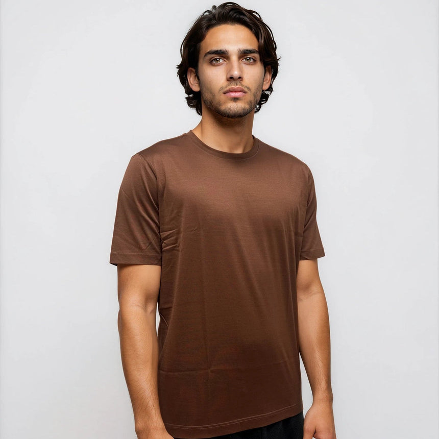 Gran Sasso Pure Cotton T-Shirt in Brown - Boinclo - Outlet Sale Under Retail