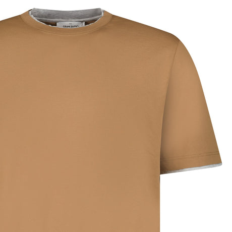 Gran Sasso Pure Cotton T-Shirt in Brown / Light Grey - Boinclo - Outlet Sale Under Retail
