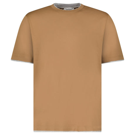 Gran Sasso Pure Cotton T-Shirt in Brown / Light Grey - Boinclo - Outlet Sale Under Retail
