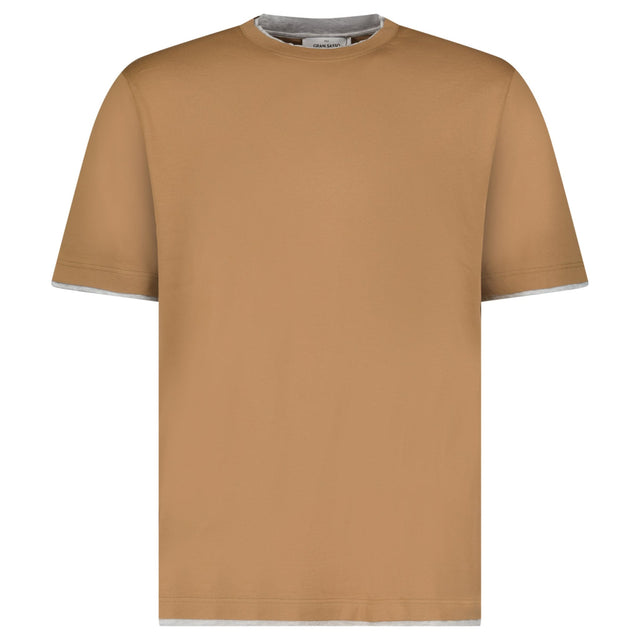 Gran Sasso Pure Cotton T-Shirt in Brown / Light Grey - Boinclo - Outlet Sale Under Retail