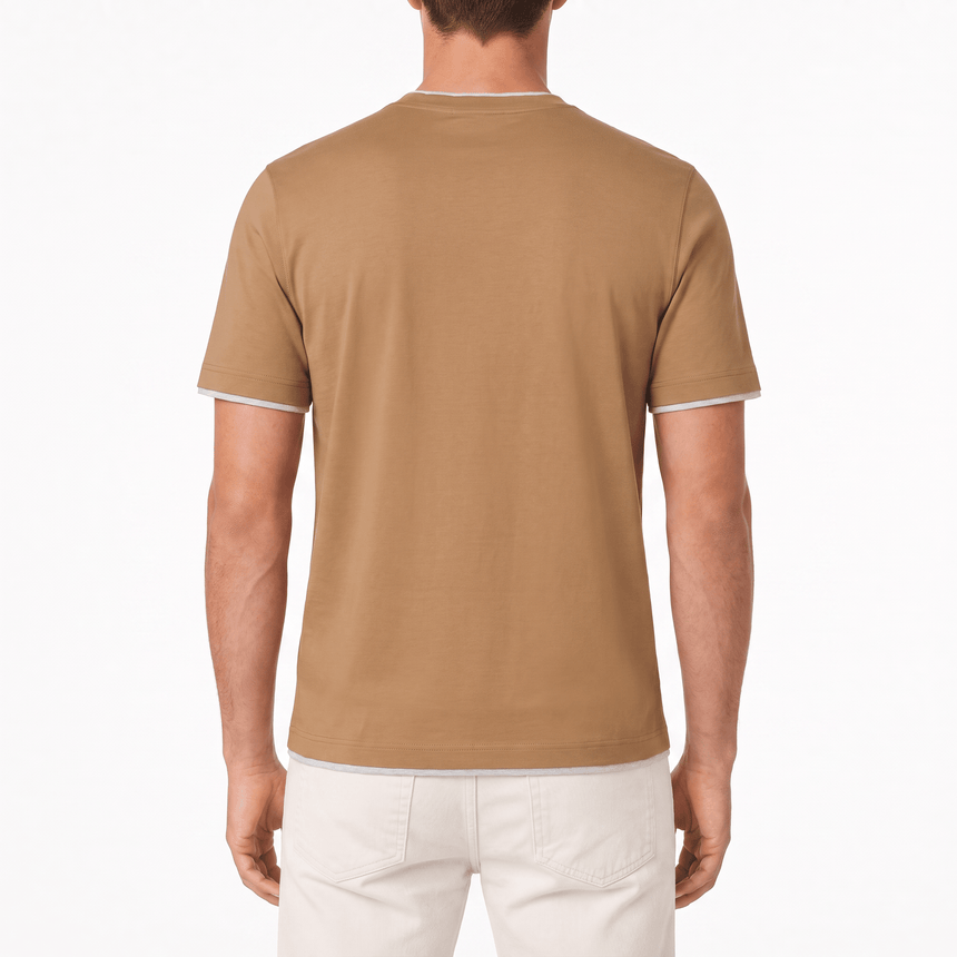 Gran Sasso Pure Cotton T-Shirt in Brown / Light Grey - Boinclo - Outlet Sale Under Retail