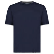 Gran Sasso Pure Cotton T-Shirt in Navy / Light Grey - Boinclo - Outlet Sale Under Retail