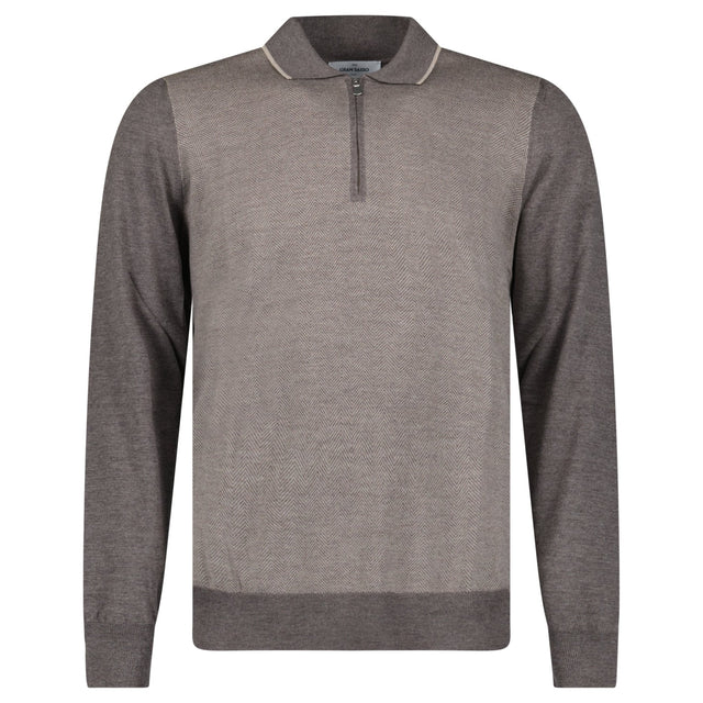 Gran Sasso Quarter Zip Wool Jumper in Brown - Boinclo - Outlet Sale Under Retail