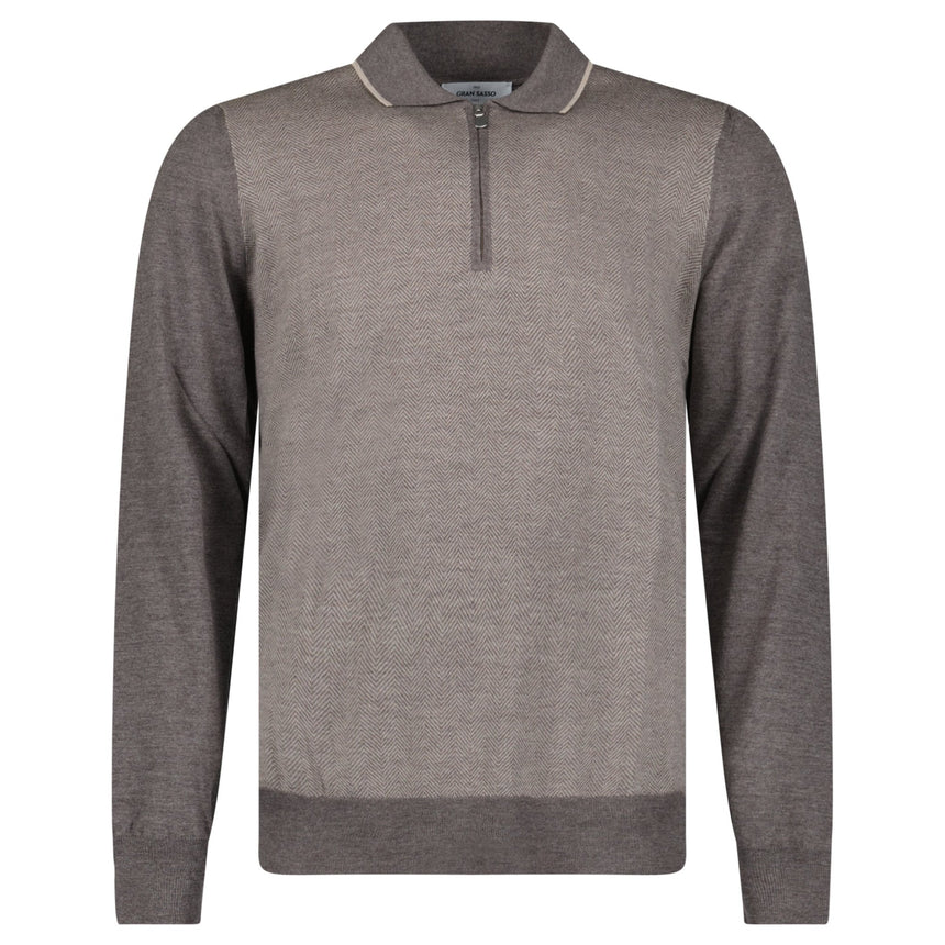 Gran Sasso Quarter Zip Wool Jumper in Brown - Boinclo - Outlet Sale Under Retail