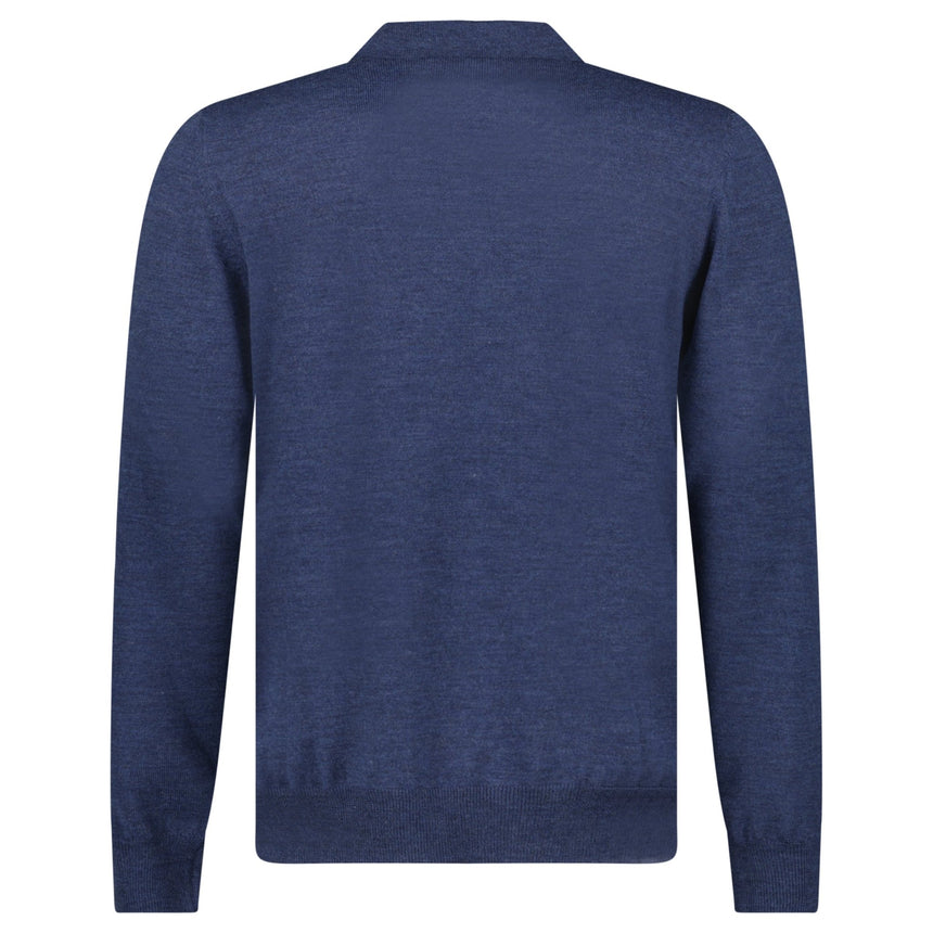 Gran Sasso Quarter Zip Wool Jumper in Dark Blue - Boinclo - Outlet Sale Under Retail