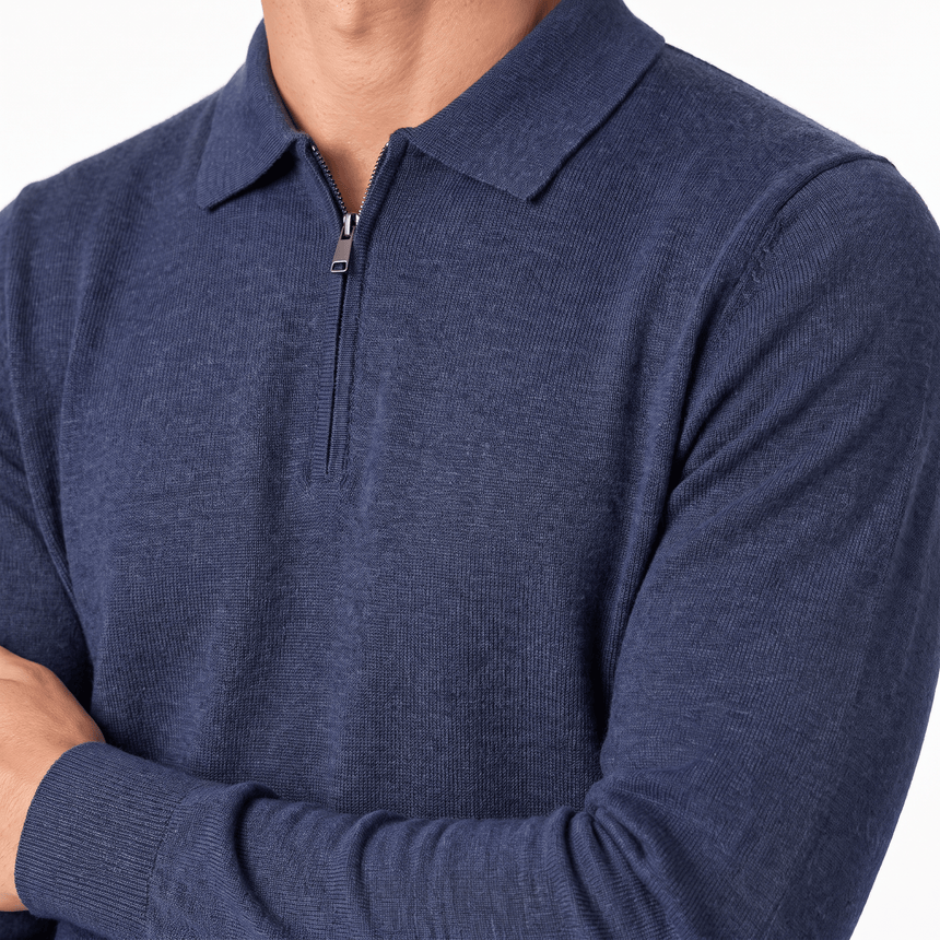 Gran Sasso Quarter Zip Wool Jumper in Dark Blue - Boinclo - Outlet Sale Under Retail