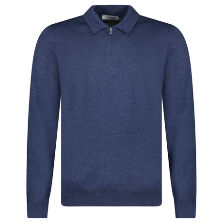 Gran Sasso Quarter Zip Wool Jumper in Dark Blue - Boinclo - Outlet Sale Under Retail