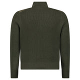 Gran Sasso Quilted Panel Cardigan in Khaki Green - Boinclo - Outlet Sale Under Retail