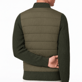 Gran Sasso Quilted Panel Cardigan in Khaki Green - Boinclo - Outlet Sale Under Retail