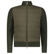 Gran Sasso Quilted Panel Cardigan in Khaki Green - Boinclo - Outlet Sale Under Retail