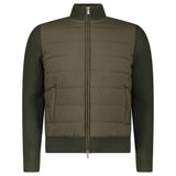 Gran Sasso Quilted Panel Cardigan in Khaki Green - Boinclo - Outlet Sale Under Retail