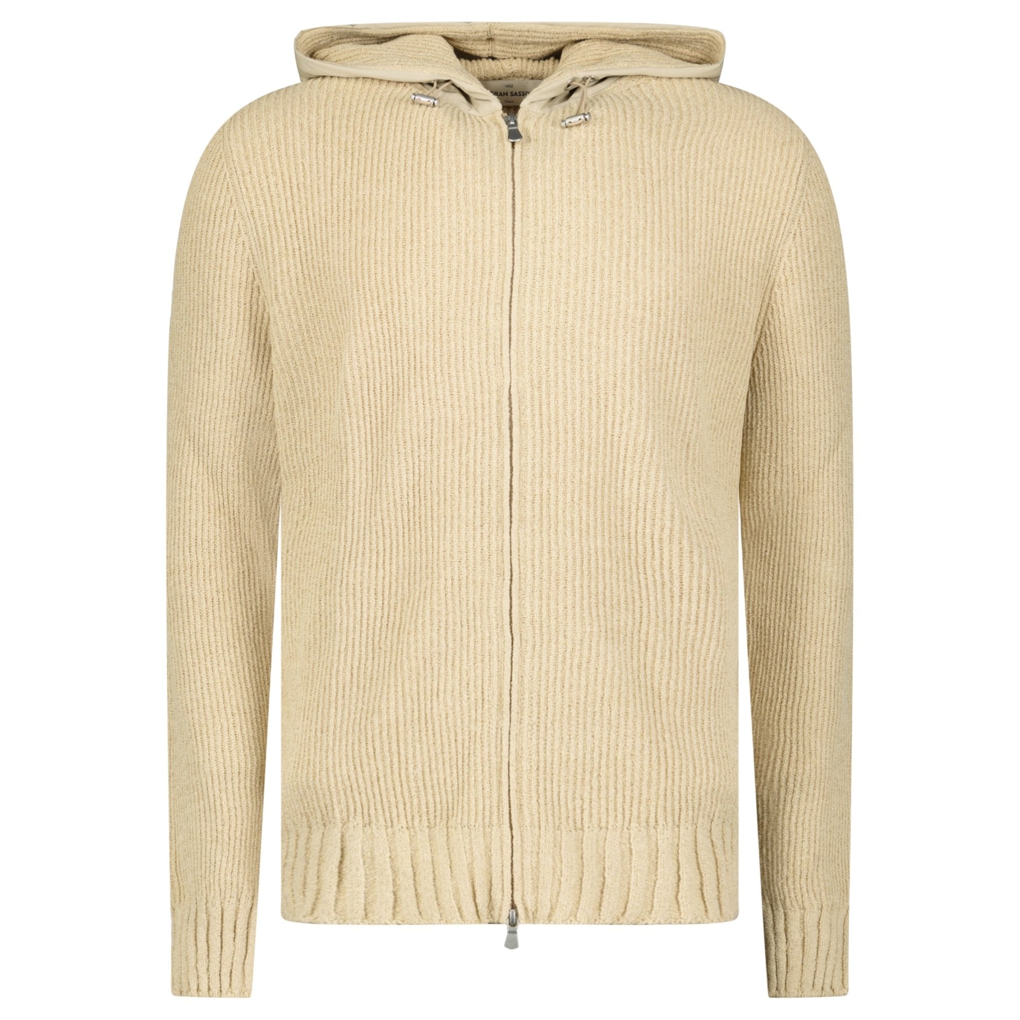 Color variation of Gran Sasso Ribbed Zip-Up Hoodie in Beige