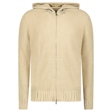 Gran Sasso Ribbed Zip - Up Hoodie in Beige - Boinclo - Outlet Sale Under Retail