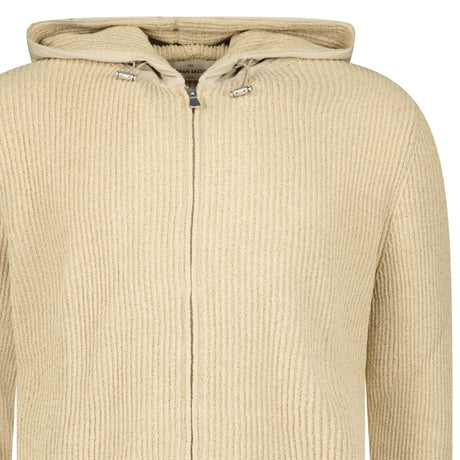 Gran Sasso Ribbed Zip - Up Hoodie in Beige - Boinclo - Outlet Sale Under Retail