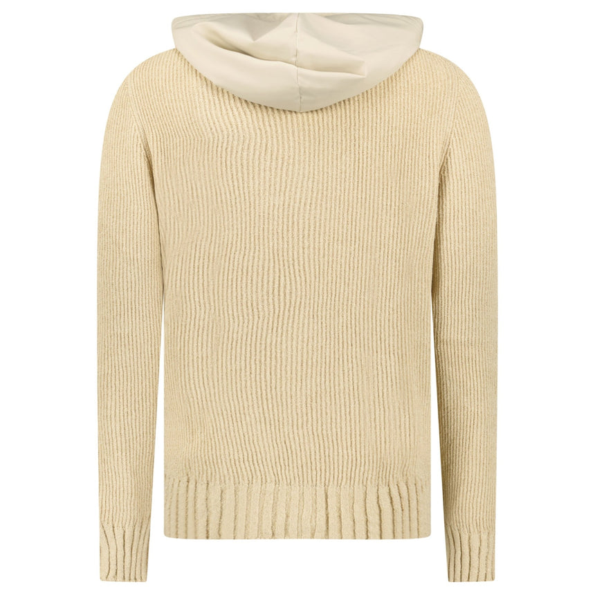 Gran Sasso Ribbed Zip - Up Hoodie in Beige - Boinclo - Outlet Sale Under Retail