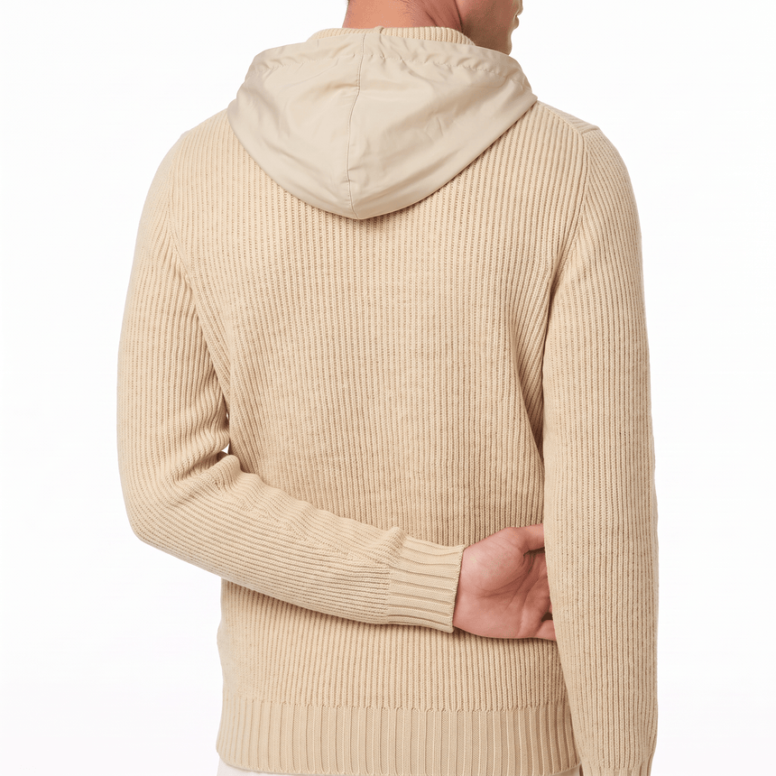 Gran Sasso Ribbed Zip-Up Hoodie in Beige - Boinclo - Outlet Sale Under Retail