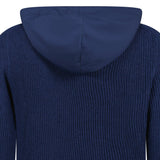 Gran Sasso Ribbed Zip - Up Hoodie in Navy - Boinclo - Outlet Sale Under Retail