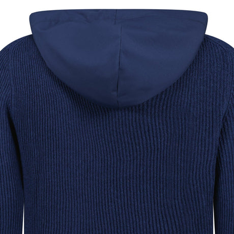Gran Sasso Ribbed Zip - Up Hoodie in Navy - Boinclo - Outlet Sale Under Retail