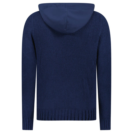 Gran Sasso Ribbed Zip - Up Hoodie in Navy - Boinclo - Outlet Sale Under Retail