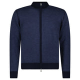 Gran Sasso Salt and Pepper Stitch Full-Zip Cardigan in Navy - Boinclo - Outlet Sale Under Retail