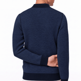 Gran Sasso Salt and Pepper Stitch Full-Zip Cardigan in Navy - Boinclo - Outlet Sale Under Retail