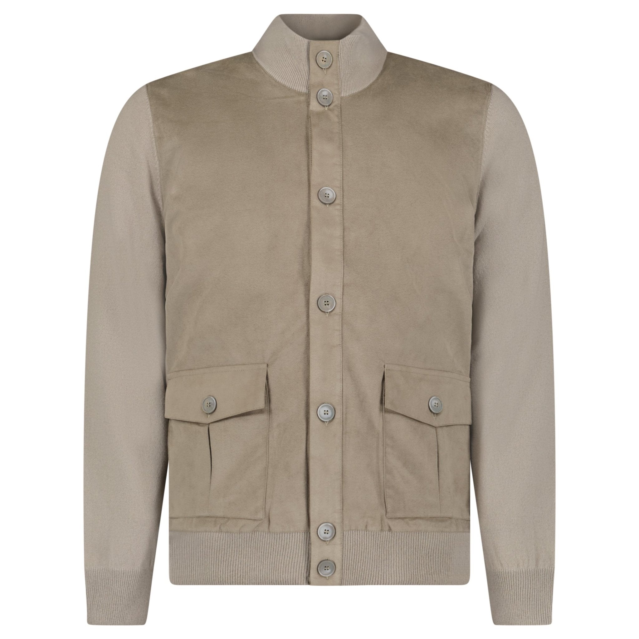 Color variation of Gran Sasso Suede-Effect Panelled Jacket in Dark Beige