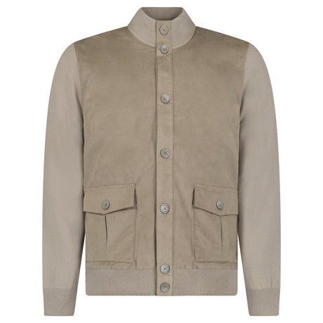 Gran Sasso Suede-Effect Panelled Jacket in Dark Beige - Boinclo - Outlet Sale Under Retail