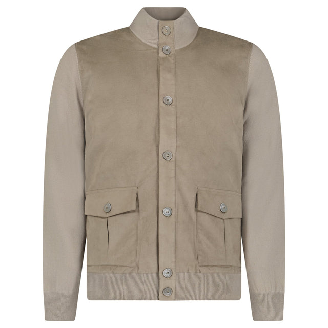 Gran Sasso Suede-Effect Panelled Jacket in Dark Beige - Boinclo - Outlet Sale Under Retail