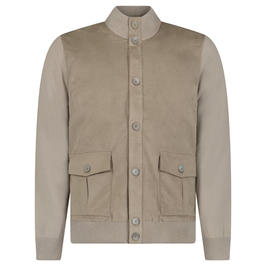 Gran Sasso Suede-Effect Panelled Jacket in Dark Beige - Boinclo - Outlet Sale Under Retail