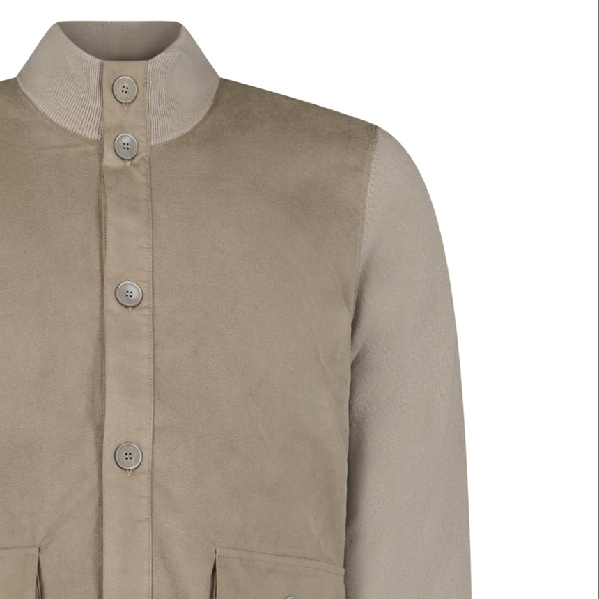 Gran Sasso Suede-Effect Panelled Jacket in Dark Beige - Boinclo - Outlet Sale Under Retail