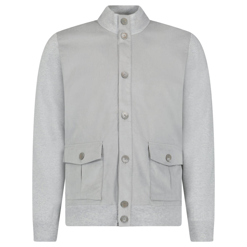 Gran Sasso Suede-Effect Panelled Jacket in Grey - Boinclo - Outlet Sale Under Retail