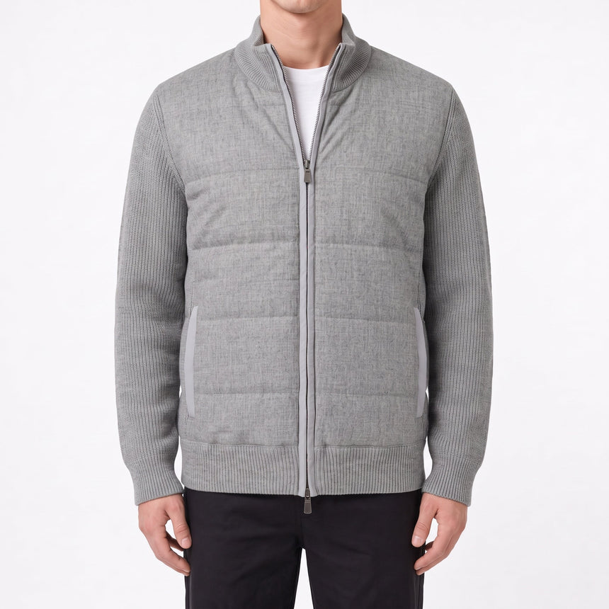 Gran Sasso Super Geelong and Flannel Wool Hybrid Jacket in Light Grey - Boinclo - Outlet Sale Under Retail