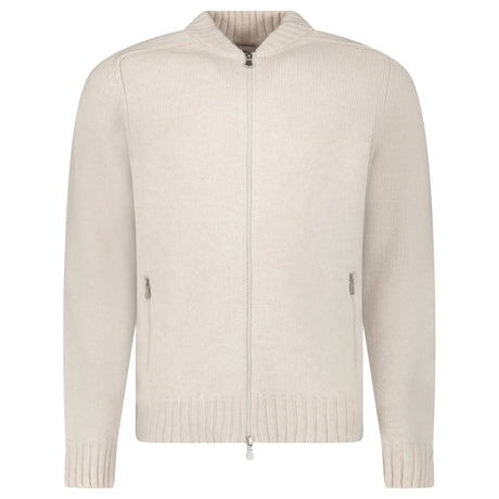 Gran Sasso Super Geelong Wool and Cashmere Full-Zip Cardigan in Beige - Boinclo - Outlet Sale Under Retail