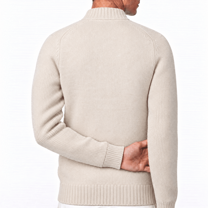 Gran Sasso Super Geelong Wool and Cashmere Full-Zip Cardigan in Beige - Boinclo - Outlet Sale Under Retail