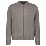 Gran Sasso Super Geelong Wool Full-Zip Bomber Cardigan in Grey - Boinclo - Outlet Sale Under Retail