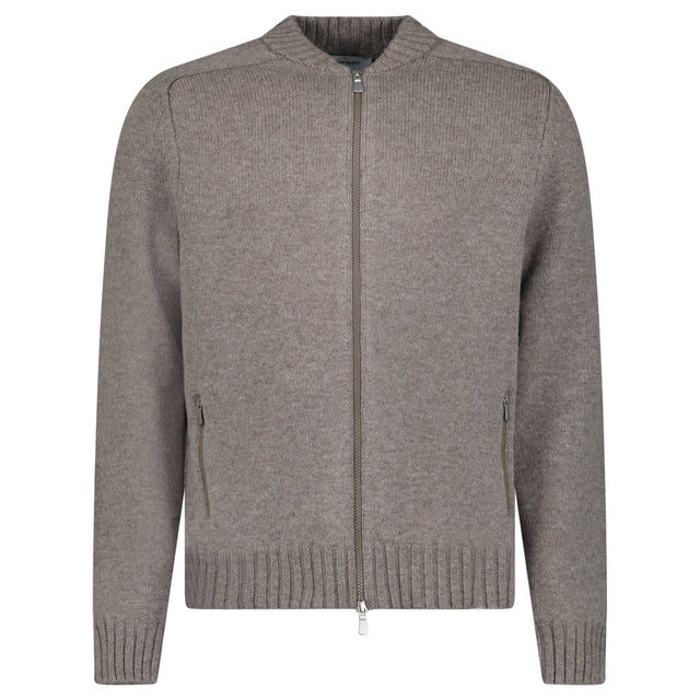 Gran Sasso Super Geelong Wool Full-Zip Bomber Cardigan in Grey - Boinclo - Outlet Sale Under Retail