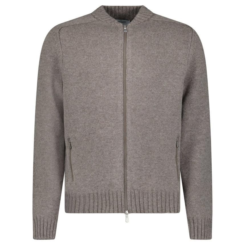 Gran Sasso Super Geelong Wool Full-Zip Bomber Cardigan in Grey - Boinclo - Outlet Sale Under Retail