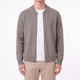Gran Sasso Super Geelong Wool Full-Zip Bomber Cardigan in Grey - Boinclo - Outlet Sale Under Retail