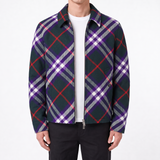 Burberry Claydon Check Wool Jacket in Dark Green and Purple Check