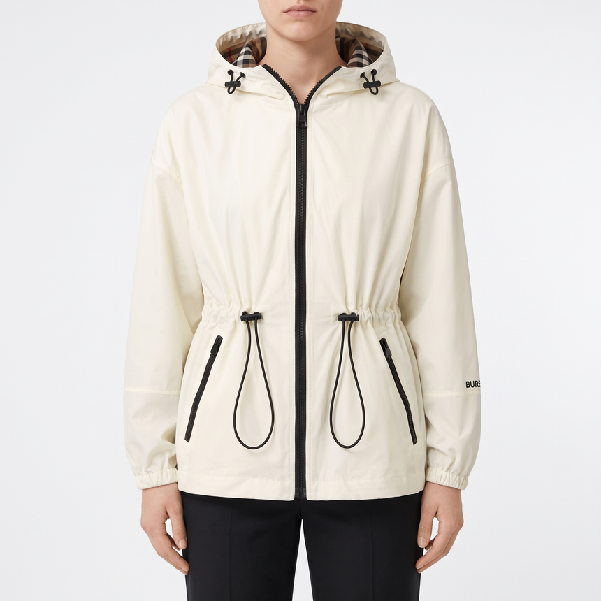 Burberry 'Birley' Check Hooded Rain Jacket Vanilla