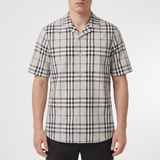 Burberry Elio Check Short-Sleeved Cotton Shirt in Lichen