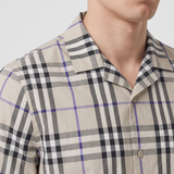 Burberry Elio Check Short-Sleeved Cotton Shirt in Lichen