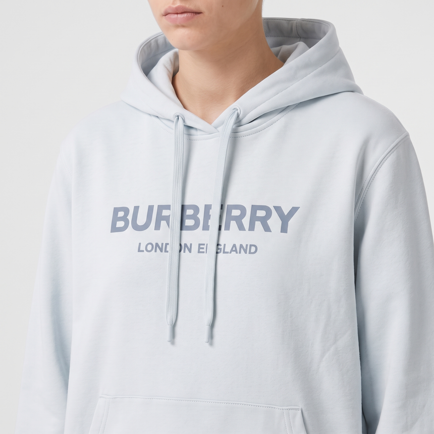 Burberry Kendall Logo Print Hoodie in Arctic Blue