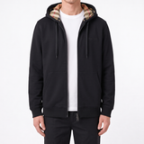 Burberry 'Hove' check Hood Embroidery Logo Hoodie Zip Sweatshirt Black