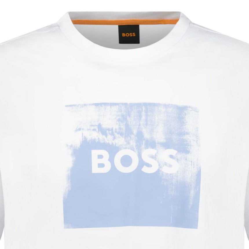 Hugo Boss Regular Fit Graphic Print T-Shirt White - Boinclo - Outlet Sale Under Retail